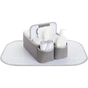 Portable Diaper Caddy Organizer Grey Baby Storage Travel Changing Station Nurser